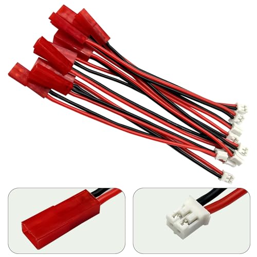 10Pcs JST to PH2.0 2Pin Adapter with 22AWG Cable Wire Compatible with Blade mCP-X Use E-Flite 120 SR Battery & Axial SCX24 1/24 RC Car Lipo Charging