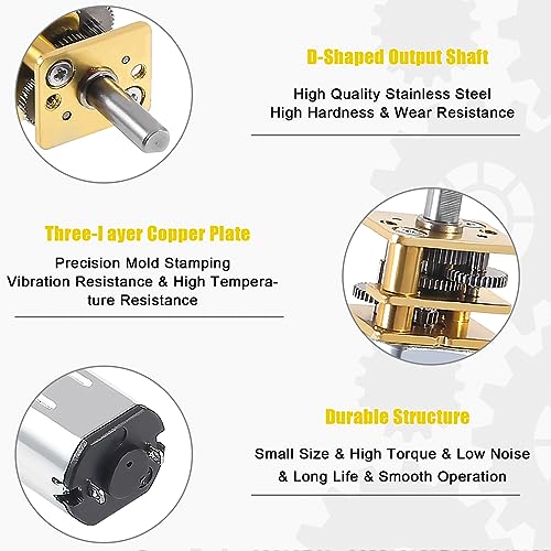 2PCS DC 12V 1000RPM N20 High Torque Speed Reduction Motor with Metal Gearbox Motor for DIY RC Toys