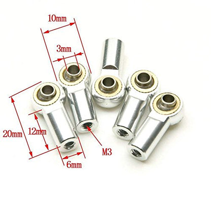 10 Pcs Silver Aluminum M3 Metal Ball Head Holder Tie Link Rod End Joint RC Climbing Marine Crawlers Car For 1:10 D90 SCX10 F350