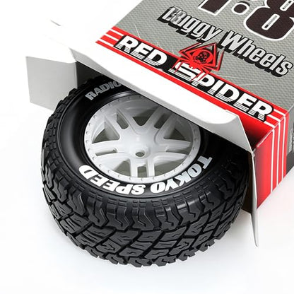 1/10 RC Short Course Truck Tires and Wheels with 12mm 14mm 17mm Hex 110mm 1/8 Rubber Tyres for 1/10 RC Truck ARRMA ARA3521T3 Traxxas 68154-4-GRN - Slash BL-2S (White) - color: White