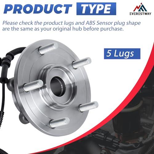 512360 Rear Wheel Bearing Hub Assembly ABS 5 Lugs 1 Pack | Fits 2008-2012 Dodge Grand Caravan, Rear Automotive Replacement Wheel Hub Bearing Assembly with ABS Sensor - size: 512360/1PC