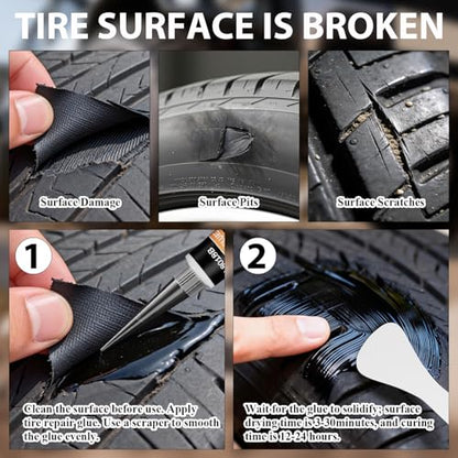 70 PCS Tire Repair Rubber Nails, 10mL Repair Glue, Vacuum Tires, Flat tire Repair Fast Plug Tool Kits, Self-Service Car Puncture Repair Screws with Screwdriver, Set for Car, Motorcycle, Jeep, Bike.
