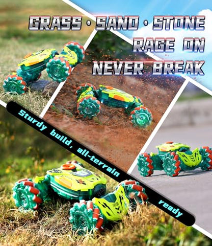 A ALPHA 2-Pack RC Car Bundle: Gesture Remote Control Stunt Car & Double-Sided 4WD Wall Climbing Truck, Both with 360°Flips, 2.4GHz, Lights & Music Remote Control Toys, Gifts for Boys 5-12 Years Old