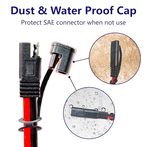 BFXM 10AWG 6FT SAE Connector Extension Cables with 15& 20A Fuse | 2 Pin SAE to O Ring Terminal Quick Disconnect Harness for Car, Motorcycle, Solar Panel - color: 10awg6ft
