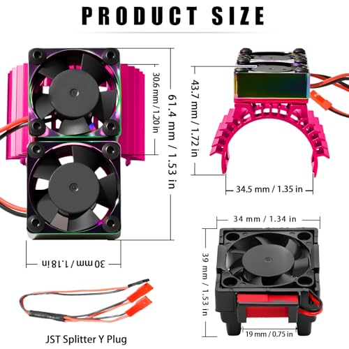 VXL-3s ESC Cooling Fan and Motor Cooling Fan 28000 RPM Dual Fan Set for 1/10 Traxxas Slash 4x4 Stampede 4x4 Rustler 4x4 VXL Hoss 4×4 Velineon VXL 3s Heat Sink Replace #3340, Purple & Black - style: SRQ-Purple Black