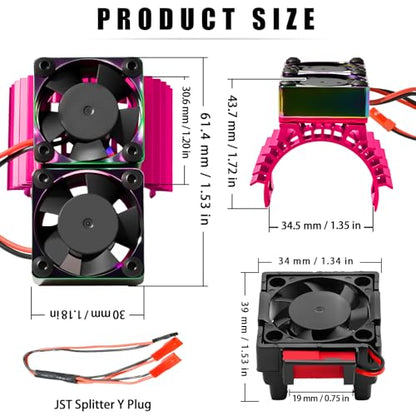 VXL-3s ESC Cooling Fan and Motor Cooling Fan 28000 RPM Dual Fan Set for 1/10 Traxxas Slash 4x4 Stampede 4x4 Rustler 4x4 VXL Hoss 4×4 Velineon VXL 3s Heat Sink Replace #3340, Purple & Black - style: SRQ-Purple Black