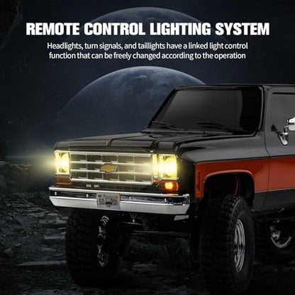 FCX18S FMS 1/18 Chevrolet K10 S RC Truck, Officially Licensed 4WD RC Crawler 2 Speeds Switch with LED Lights, Off-Road RC Model for Adults (Black) - color: Black