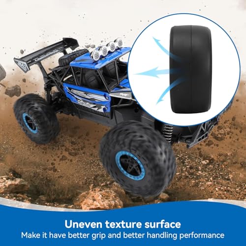 HERCHR 4Pcs RC Rubber Tires, Plastic Wheels Rim 12mm Hex Hub 102mm RC Tires, Strong Shock Absorption & Excellent Grip, Compatible with 1/10 Off Road Crawler Car Trucks Tyres Upgrade Parts