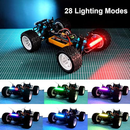 RC LED Light Bar Roof Lamp Headlight Tail Light Kit Bumper Light Compatible with Traxxas RC Car Truck Crawler Tamiya Losi HPI Rustler Axial Police Lights (100mm 2 Bar) - style: 100mm 2 Bar