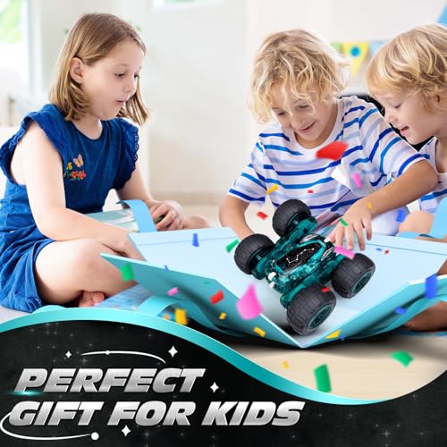 Tecnock Remote Control Car, 2.4GHz RC Cars with USB-C Easy Charging, 4WD Double Sided 360° Rotates and Flips RC Stunt Car, Toys Gift for Boys and Girls Ages 6-8, 8-12 - color: Green