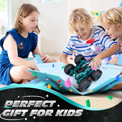 Tecnock Remote Control Car, 2.4GHz RC Cars with USB-C Easy Charging, 4WD Double Sided 360° Rotates and Flips RC Stunt Car, Toys Gift for Boys and Girls Ages 6-8, 8-12 - color: Green