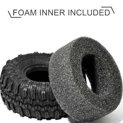 1.0 RC Crawler Tires 57x24mm, 4PCS Soft Sticky Rock Terrain Rubber Tires with Foam Inserts, Compatible with Traxxas TRX4M, Axial SCX24, FMS FCX24 FCX18, 1/18 1/24 Crawlers