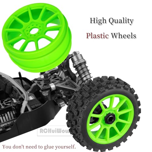 RC Buggy Tires 17mm Hex Wheels and Tires for 1/8 Scale Car Typhon 3S 6S,HSP Off-Road,Kyosho MP10,1/8 Scale RC Buggy Wheels & Rubber Tires,Green - color: Green(4pcs)