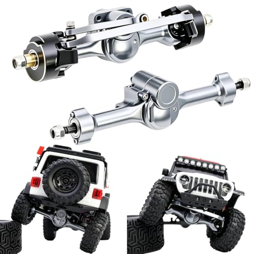 Aluminum Front Rear Axles Set Assembly with Steering Link Brass Steering Knuckles CVD for Axial SCX30 Bronco Wrangler K10 1/30 RC Crawler Car ﻿ (Titanium) - color: Titanium