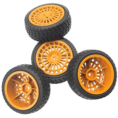 OD2.75'' Nylon 12mm Hex Hub Wheel Rims & Rubber Tires Compatible with HSP Tamiya HPI Traxxas 1/10 1/12 On-Road Car,WLtoys 144001 A959 124018 LaTrax RC Buggy (Brown) - color: Brown
