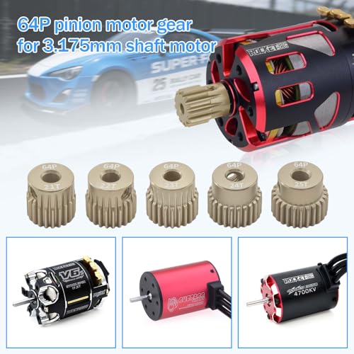 Surpass Hobby 64DP Pinion Gear 21T 22T 23T 24T 25T 3.175mm Motor Gears for 1/10 RC Car Brushed Brushless Motor Parts - size: 21T 22T 23T 24T 25T