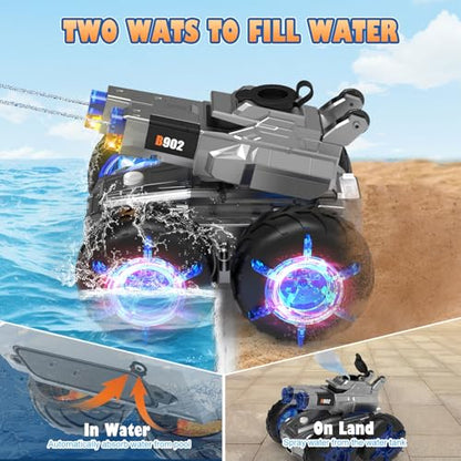 Amphibious Remote Control Car with Water Gun | Waterproof Gesture Sensing RC Stunt Cars,Monster Truck Rc Boat, Swimming Pool Toys,Birthday Gifts for Boys Girls 8+ yrs - color: Blue