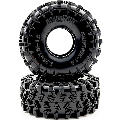 HOBBYSOUL 70mm Griptrek RC 1.0" Crawler Tires 4-Pack for SCX24 TRX4M | Super soft sticky mud tires, For 1/24 SCX24 & 1/18 TRX4M High Trail micro RC crawlers Upgrades - size: 1.0 tires - 70mm Tall