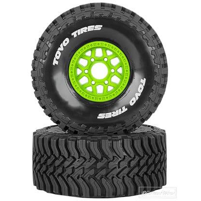RC Wheels and Tire for 1/8 Maxx Slash 6S Short Course Truck(102076-4),All-Terrain Rubber Tyres w/Foam Insert,Replacement for #10272,Green - color: Green(4pcs)