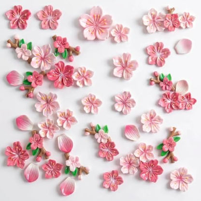 32 PCS Cherry Blossom Car Stickers, 3D Cute Cherry Blossom Car Decoration Sticker, Scratch-Proof Waterproof Car Stickers and Decals, Universal for Cars, Motorcycles, Offices Home Decor (Pink)