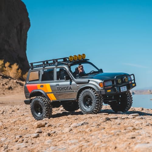 FMS FCX10 1/10 RC Crawler Land Cruiser LC80 Toyota Licensed, 4WD 2.4Ghz RC Rock Crawler, Hobby Grade Off-Road RC with Lighting, Climbing Car Remote Control Car for Adults Grey RS Need to Complete - color: Gray