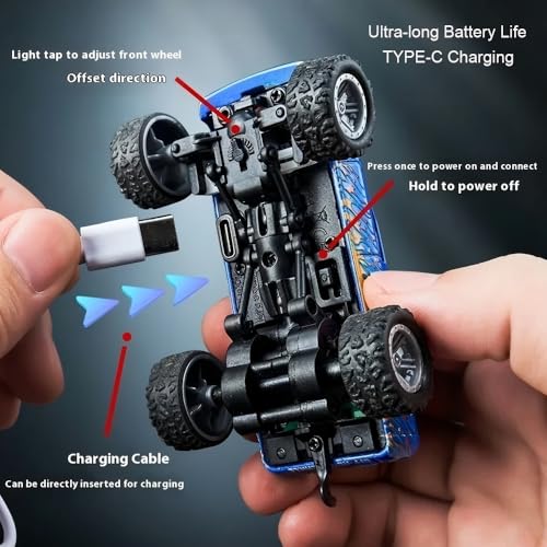 1/64 Scale Alloy RC Car 2.4GHZ Off-Road Remote Control Car with Trailer Three Speed Adjustment Small RC Truck Gifts for Christmas Day Birthday (C-HB10 Pink) - style: C-HB10 Pink