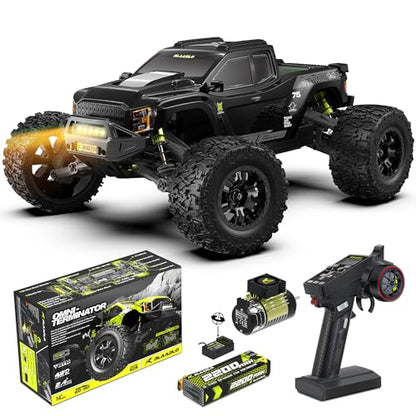 1/10 Brushless RC Cars, 50+ MPH, 4WD Trucks, Carbon Fiber, Ages 8+ | 60A ESC Monster Trucks, 3650 2650KV Brushless Motor, 3S LiPo, Gyro, CNC Central Differential, 11KG Metal Servo with 7075 Gear