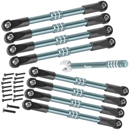 Adjustable Front Rear Toe Links Push Rods Upgrades Part for 1/16 Mini E-Revo Summit Truck,RC Aluminum Turnbuckles Camber Links,Steering Tie Rod,Suspension Pushrod Linkage Set,Titanium - color: Titanium -(Aluminum Links)