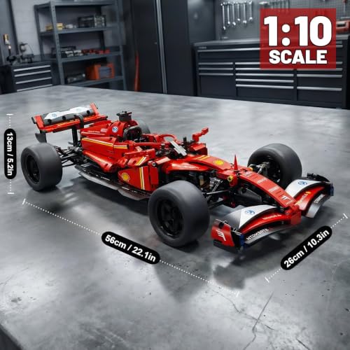 Track Racing rc car, Open Wheel rc car, 1:10 RC Car Kit with LEDs | track racing rc car with 1086 pieces, integrated LED lights and motorized RC driving; built for exhibition, competitive play.