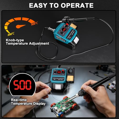 Taingwei Cordless Soldering Iron Kit for Makita 18v LXT Battery,90W LED Digital Solder Iron Soldering Gun with 5pcs Tips,0.04” Solder Wire for any Hobby Enthusiast (Battery not included) - style: For Makita Battery