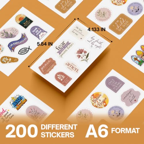 Premium 200 Pcs Christian Stickers, Faith-Based Waterproof Vinyl | 200 Unique Designs Bible Verse & Faith-Based Sticker for Laptops, Journals, Tumblers, Scrapbooks Church Gifts, Teens & Adults - color: Christian Stickers, size: 200 Pcs