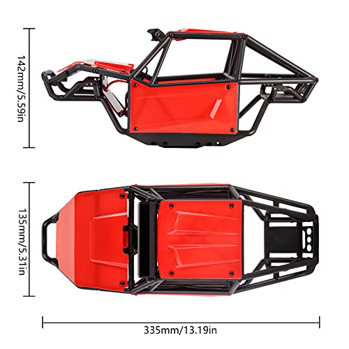 INJORA Nylon Rock Buggy Roll Cage Body Shell Chassis Kit for SCX10 II 90046 UTB10 1/10 RC Crawler Upgrade Parts (Red) - color: Red