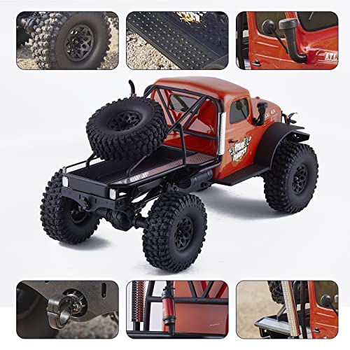 BEEZRC RocHobby 1/10 Atlas RC Crawler, 4WD with Lighting, 2.4GHz RC Rock Truck, Off Road Hobby Grade, Remote Control Car for Adults, Need to Complete with Battery (Red) - color: Orange
