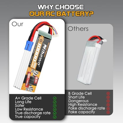 4S Lipo Battery EC5 14.8V 10000mAh 100C Soft Case 2Packs for RC Car | 10000mah 14.8v lipo High discharge 100C for RC Racing Car/Truck Boat Airplane Drone.Lightweight Easy Connection Long Run Time - style: 2x 14.8V 10000mAh