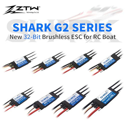 ZTW Shark G2 60A ESC 2-6S Built-in Swithcing BEC 5V/6V 8A Water-Cooling Bidirectional Waterproof Brushless Speed Controller for RC Boat Marine - size: 60A