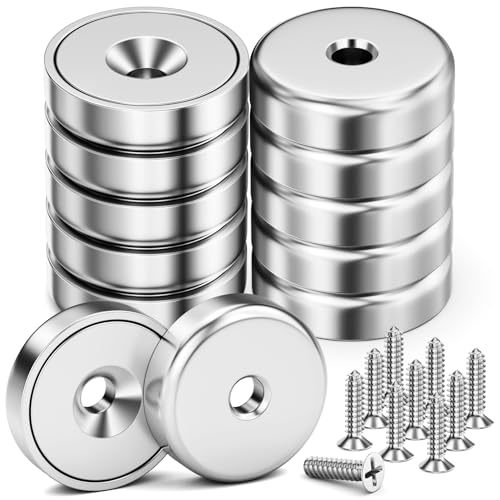 10 Pack 70 LBS Neodymium Round Cup Magnets With Screws Strong Rare Earth Magnets with Countersunk Hole for Holding Tools Lifting Hanging, Disc Magnet for Wall Mounting Kitchen Garage DIY Crafts - size: 10 Pack 70LBS