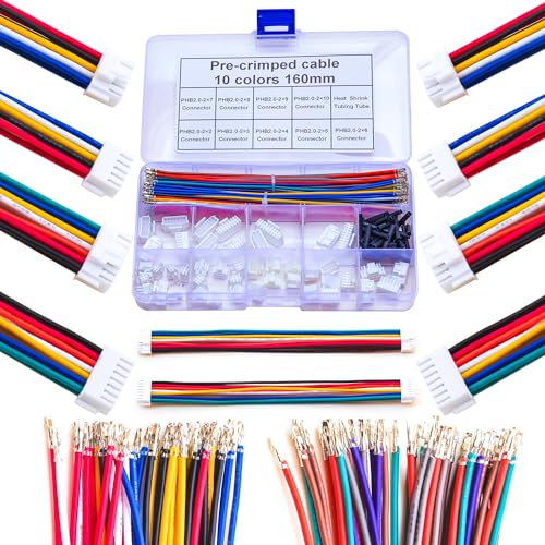 JST Connector Kit 2.0mm Pitch JST-PHB 2.0 Female Connector with Premium 22AWG Pre-Crimped Cables,Dual Row witht Lock PH 2.0mm 2 * 2/3/4/5/6/7/8/9/10 Pin Female Housing (PHB-MM-Kit) - size: JST-2.0MM-PHB Dual Row with Lock