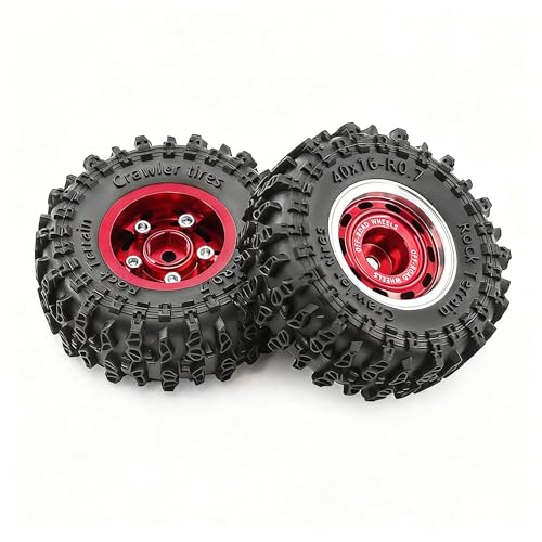 0.7” Wheel & Crawler Terrain Tire Set for 1/30 RC Crawler, -1.00mm Offset, Axial SCX30 & Redcat Ascent-32, CNC Aluminum Rims, 5mm Hex, Shims Screwdriver Included, Pre-Assembled, 4 pcs, Red - color: Red-1, size: Rock-trail-clean-out
