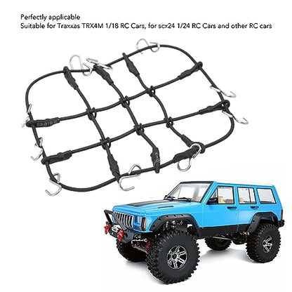 1/18 RC Elastic Luggage Net with Decorative RC Crawler Car Luggage Net for 1/18 RC Cars, for scx24 1/24 Roof Rack, RC Accessories (Black)