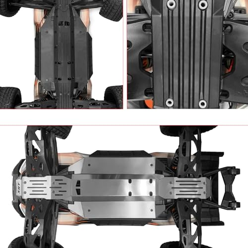 RCLIONS Stainless Steel Front Rear Center Skid Plate Chassis Protector Guard Armor for 1/6th XRT 8S RC Crawler Car Upgrades