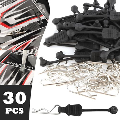 30 Pieces 1.2mm RC Cars Body Clips with Pull Tabs for 1:10 1:12 Traxxas Arrma Redcat Axial Losi HSP HPI Kyosho Trucks Upgrades & 1 PCS Hole Puncher Reamer for Body Shell Drills Tool - size: 1.2mm