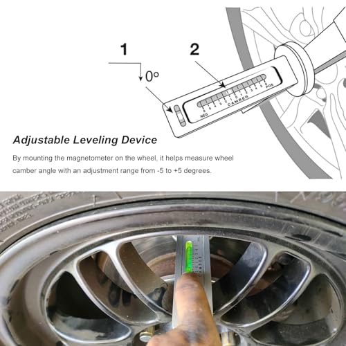 Camber Alignment Tool, Adjustable Magnetic Caster Pillar Gauge Professional Tire Repair Tool, High Precision Camber Strut Wheel Alignment Instrument for Car Truck RV (Silver) - color: Silver