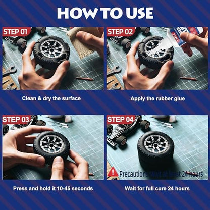 Rubbe Glue, Super Glue for Rubber 40g | Waterproof Adhesive for RC Tires Repair, Edge, Seals, Gaskets, Shoe Soles, Hose, Motorcycle Handlebar Grip, Mat & Neoprene - style: Rubber Glue