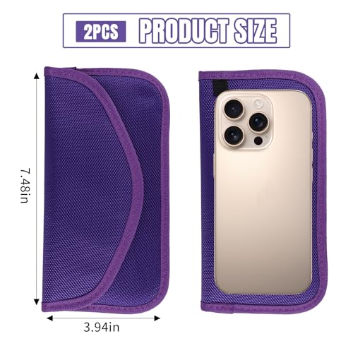 2PCS Faraday Bag for Phones and Car Keys, Keyless Entry RFID Signal Blocking Bag Key Fob Protector, Anti-Theft Faraday Pouch for Cell Phone Privacy Protection, Signal Shielding (Purple) - color: Purple