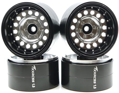RC 1.9 Inch Beadlock Wheels Negative Offsets 10mm Rims Hex 12mm Aluminum Wheel for TRX4 TRX6 SCX10 Gen8 1/10 RC Crawler Remote Control Car Upgrades Accessories 4pcs (Silver Black) YK1906 - color: Silver Black