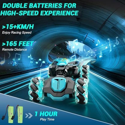 Gesture Sensing Rc Stunt Car,Remote Control Transform Car 2.4ghz 4WD 360° Rotating Drift RC Cars with Lights & Music,Kids Toys for Boys 6-8,Ideas Gifts for Kids Age 5 7 9 10 11 12 Years Old