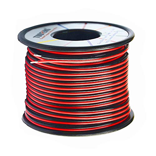 TUOFENG 20AWG Electrical Wire 100 ft Red Black Hookup Wire 12V/24V DC Cable LED Strips Extension Wire,20 Gauge Stranded Wire for Doorbell,LED Ribbon Lamp Tape Lighting - size: 20 awg 2 parallel lines 100ft