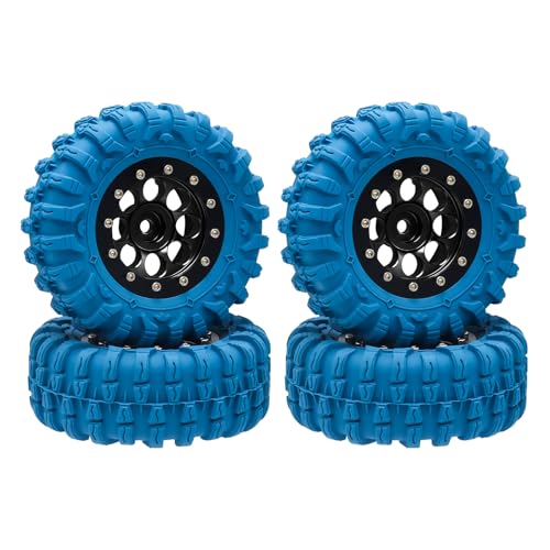 GOUPRC 1.3" Wheel Tires Set, Aluminum Beadlock Rim Swamp Claw Mud Terrain Dragon Claw Tread Pattern Tires for SCX24 TRX4M 1/18 1/24 Upgrade RC Crawler Buggy Car - style: Dragon Pattern Black