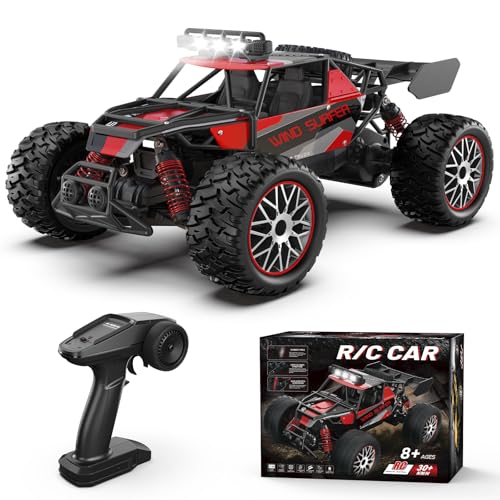 High Speed 30+KM/H Remote Control Car, 1:14 RC Cars for Boys Age 8-12, 2.4 GHz All Terrain RC Truck, Ideal Gifts Off-Road RC Car for Adults Kids with 2 Rechargeable Batteries