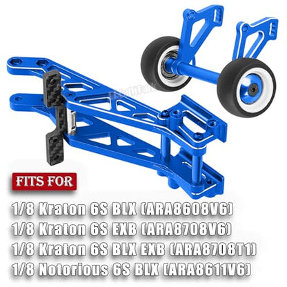 Aluminum Wing Mount & Wheelie Bar Set Upgrades Part for 1/8 Kraton 6S BLX(EXB),1/8 Notorious 6S BLX V6 Brushless RC Monster Truck,RC Wheelie Bar Wing Mount Set,Replace ARA320758,Navy Blue - color: Navy Blue - (Aluminum Upgrades Part)